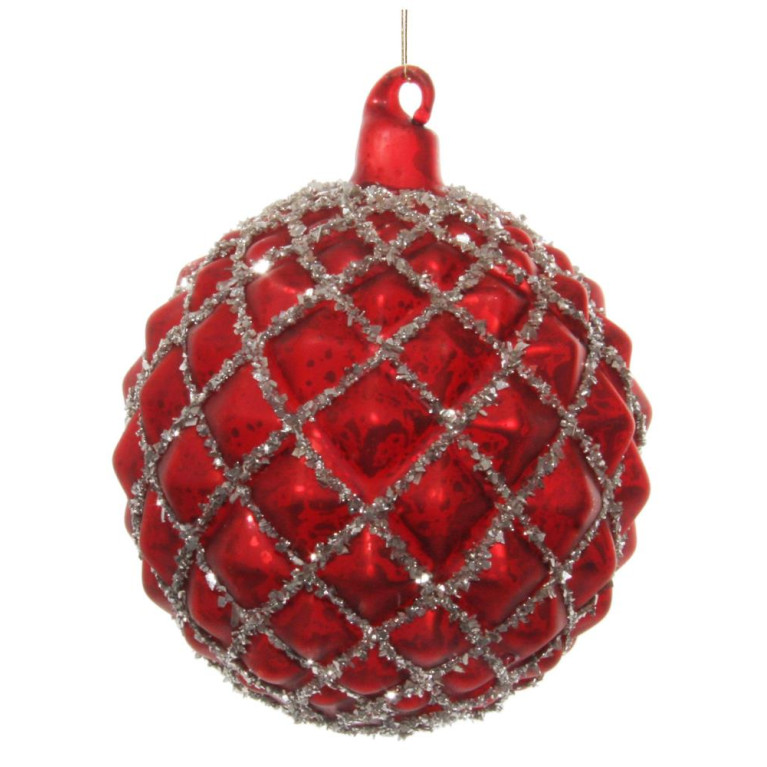 Елочное украшение Christmas Flower 54573 Шар стеклянный красный д10см