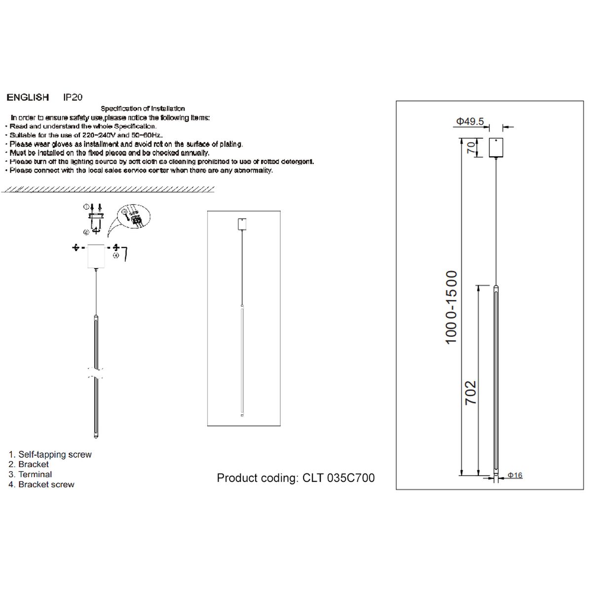 Подвесной светодиодный светильник Crystal LuxCLT 035C700 BL
