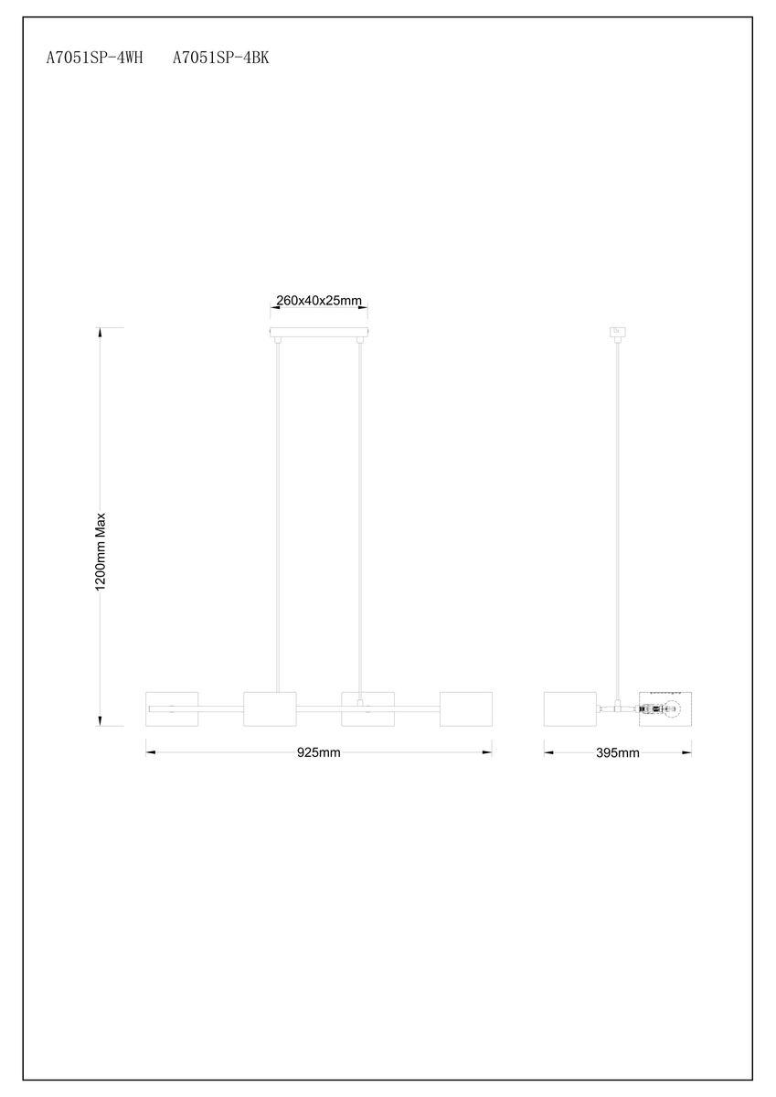 Подвесная люстра Arte Lamp Sebastian A7051SP-4WH