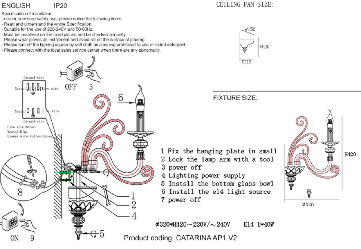Бра Crystal Lux Catarina AP1 V2 Gold/Transparent-Cognac