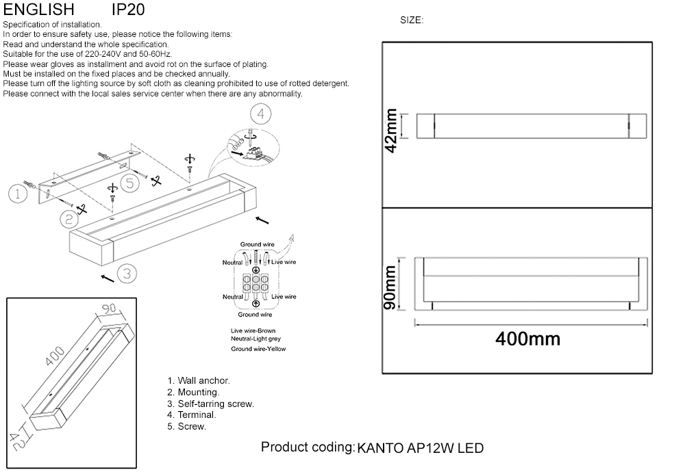 Бра Crystal Lux KANTO AP12W LED BL