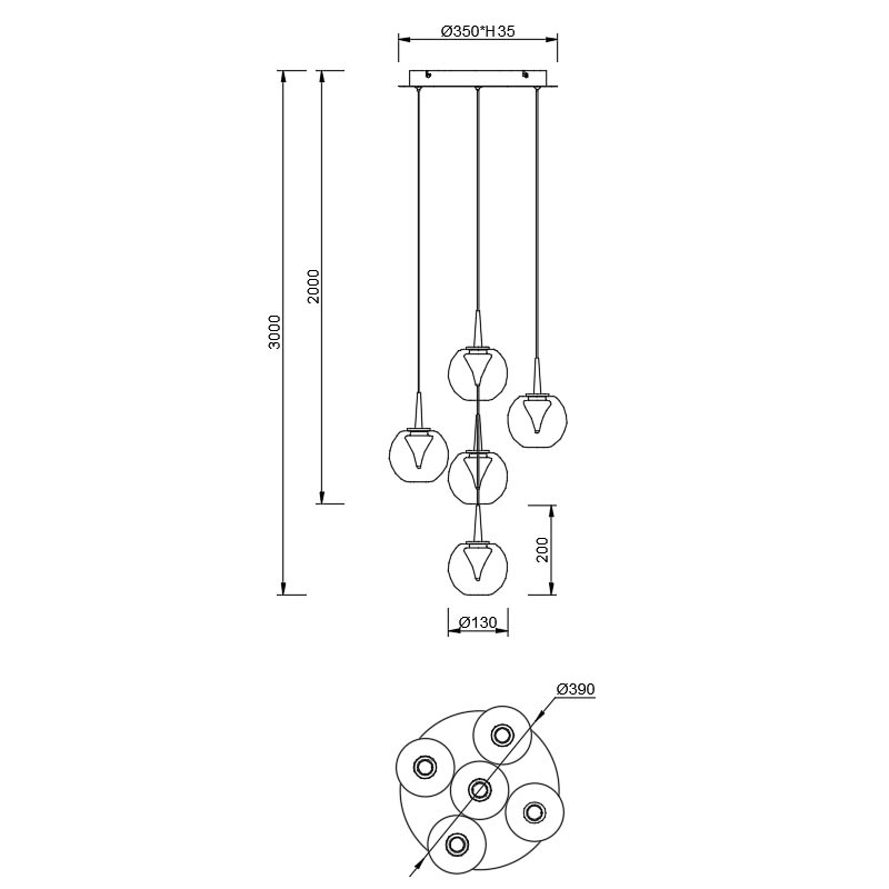 Люстра подвесная Mantra ANDROMEDA 9080