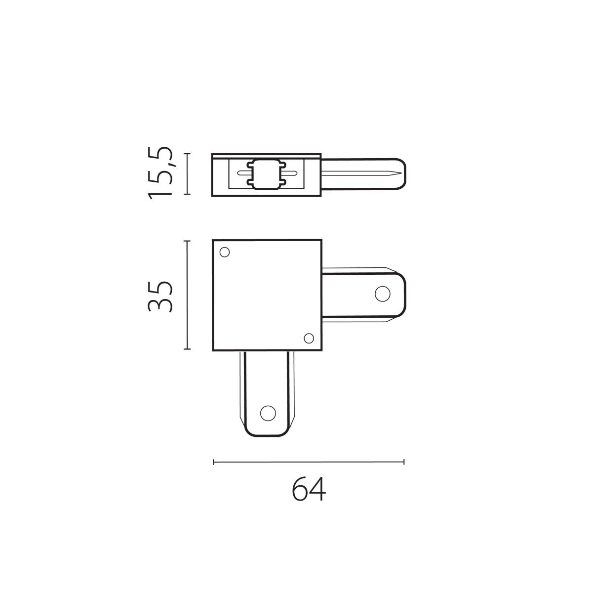 Угловое соединение для трека к 50202X-P, 50203X-P Lightstar Barra 502127-P