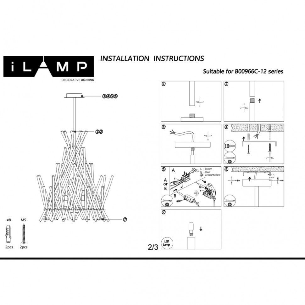 Подвесной светильник iLamp Casa 966C-12 CR+CL