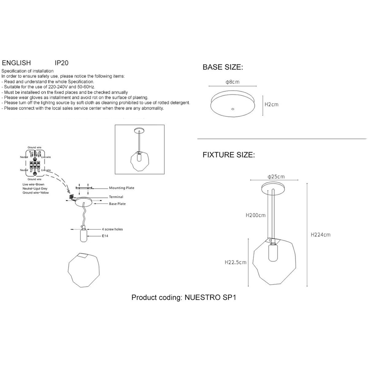 Подвесной светильник Crystal Lux NUESTRO SP1 GOLD/AMBER