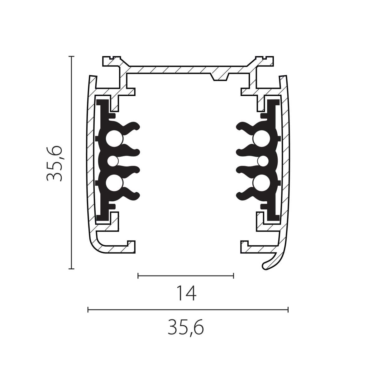 Трек шестиконтактный 3-фазный со стыковочными пазами, 2м Quattro/DALI/ Lightstar 504025-DALI