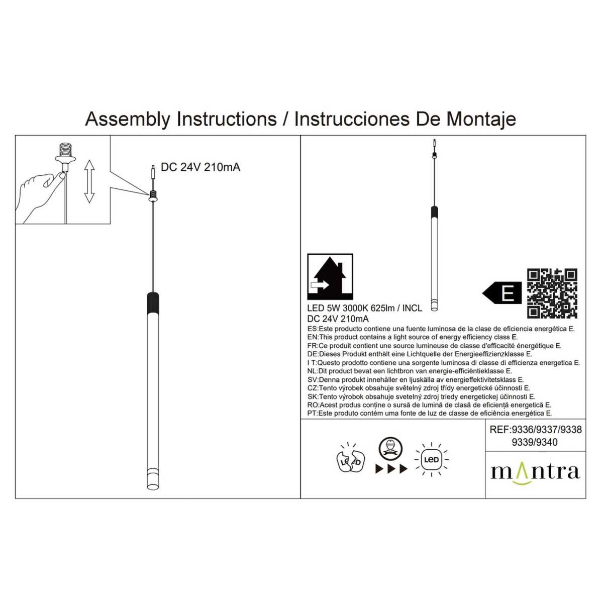 Подвесной модульный светильник без основания Mantra Moana 9340