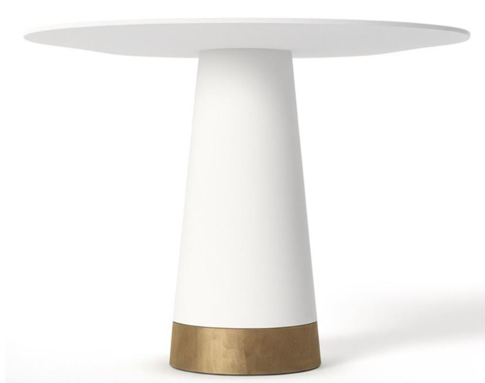 Стол обеденный Granzeo Тимьян Белый+латунь