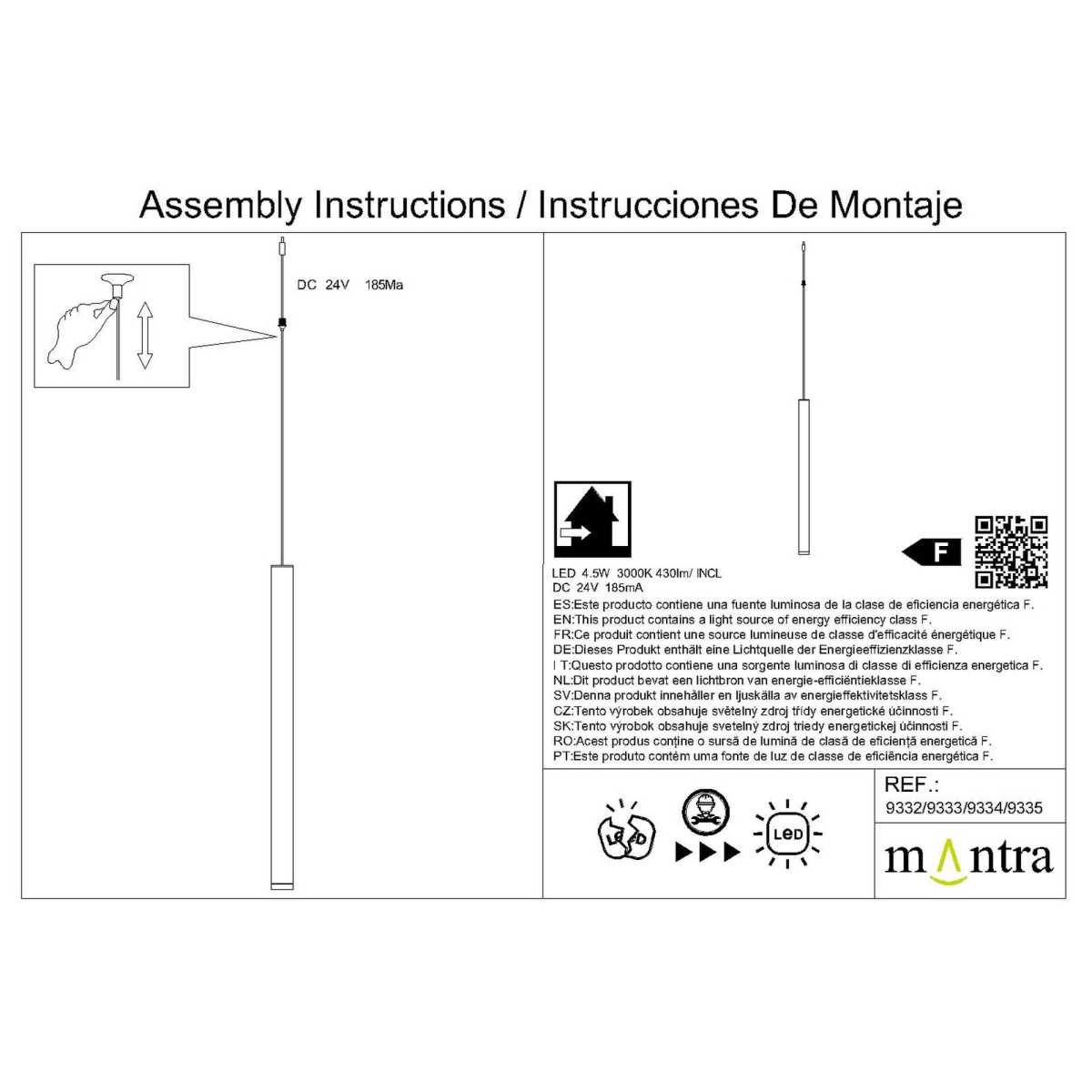 Подвесной модульный светильник без основания Mantra Cala 9335
