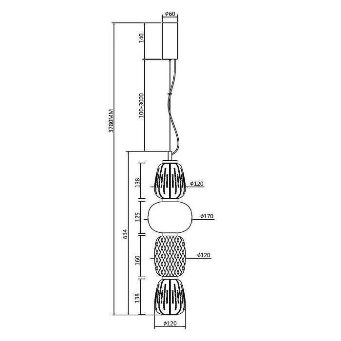 Подвесной светодиодный светильник Maytoni Pattern MOD267PL-L32G3K