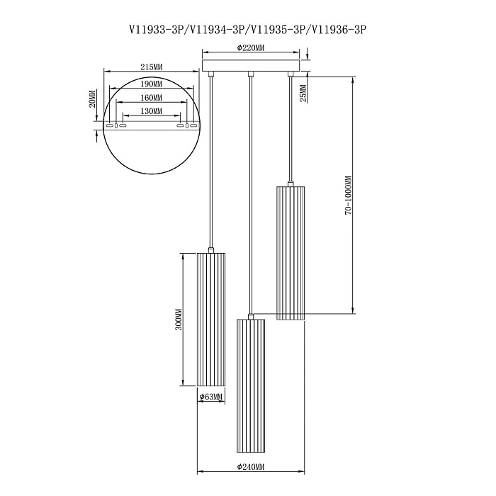 Подвесной светильник Moderli Cora V11934-3P