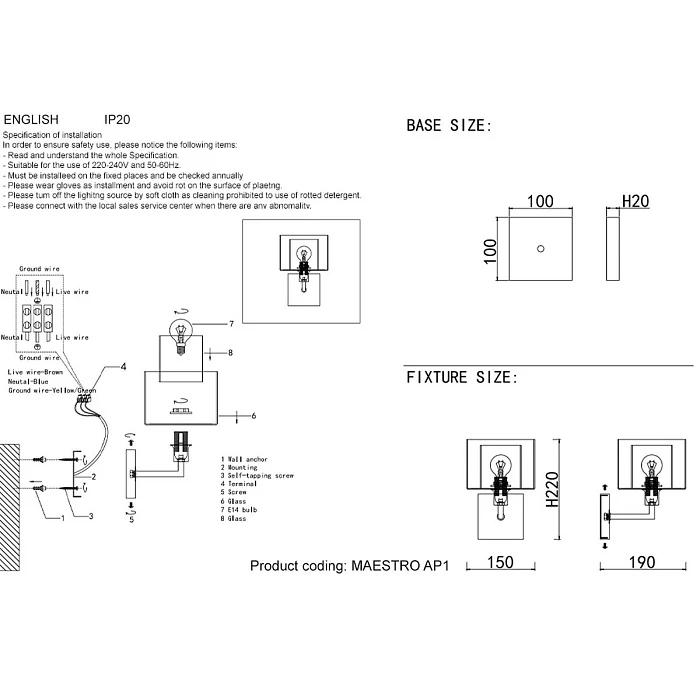Бра Crystal Lux Maestro AP1 Chrome