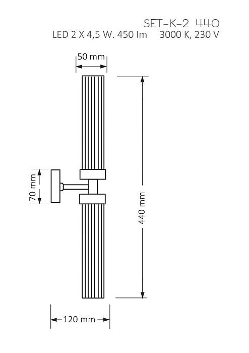 Настенный светильник KUTEK MOOD Seti SET-K-2(Z)II 440