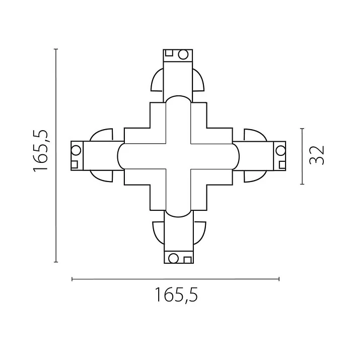 Соединение крестовое с подводом питания к треку 5040xx-(F)/(R) Quattro Lightstar 504146-FR