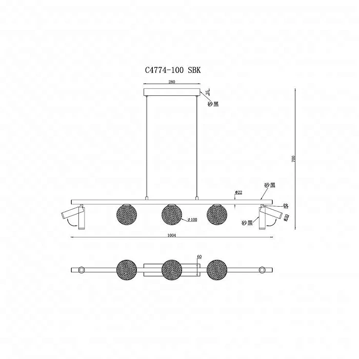 Подвесная светодиодная люстра iLedex Telescope C4774-100 SBK