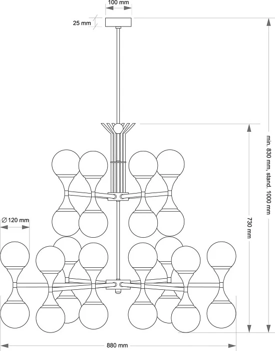 Подвесной светильник KUTEK BARI BAR-ZW-8+4(BN)