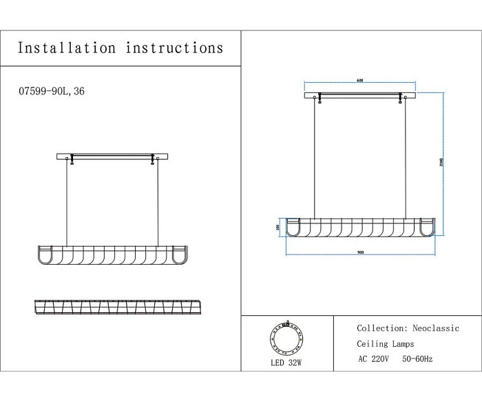 Люстра Kink Light Гэлли 07599-90L,36