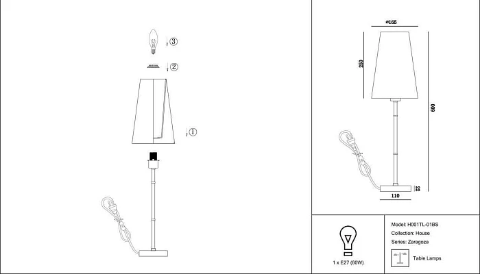 Настольная лампа Maytoni Zaragoza H001TL-01BS