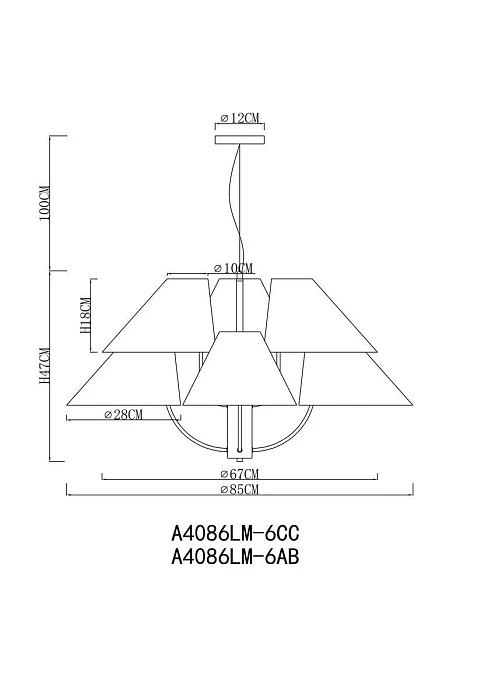 Подвесная люстра Arte Lamp Rondo A4086LM-6CC