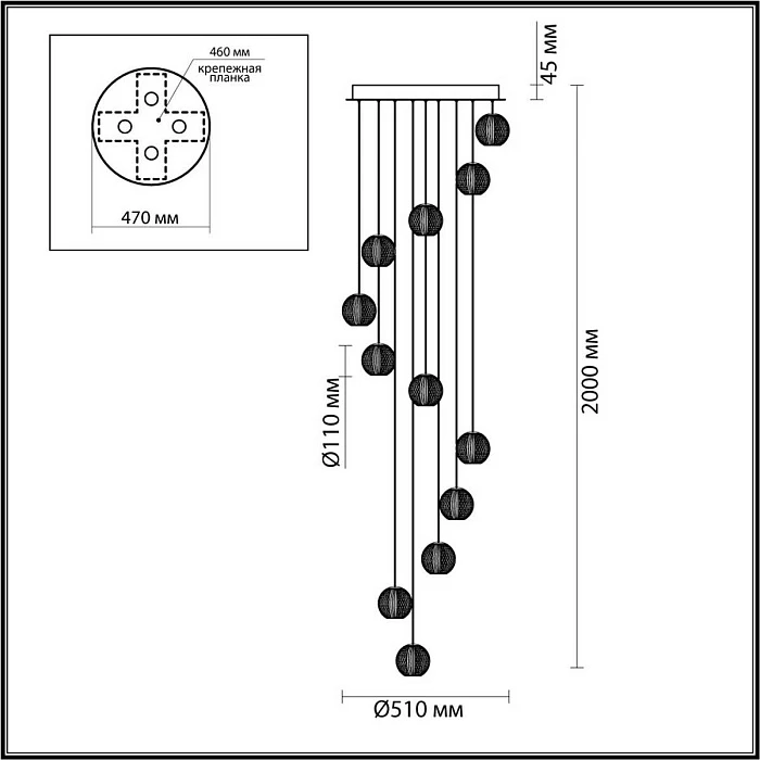Подвесная люстра Odeon Light CRYSTAL 5007/56L