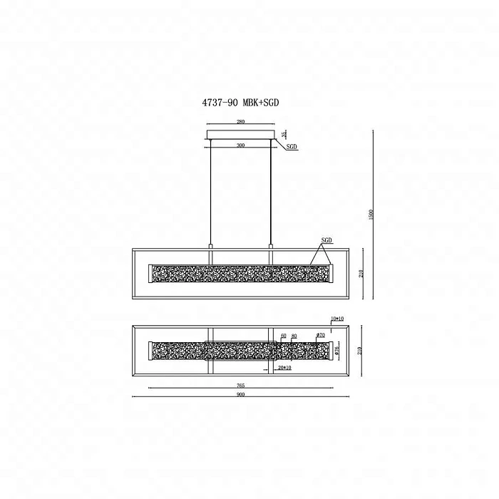 Подвесной светодиодный светильник iLedex Look 4737-90 MBK+SGD