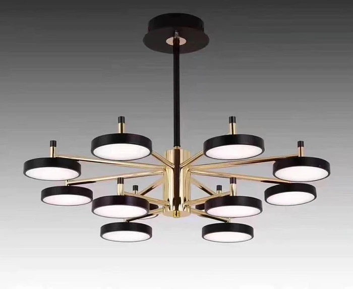 Люстра подвесная Alfa Light F3824-12 BK+GD LED 2 COLOUR