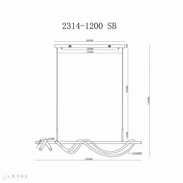 Подвесной светильник iLedex Cross 2314-1200 SB