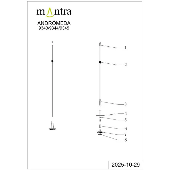 Подвесной светильник без плафона и основания Mantra Andromeda 9344