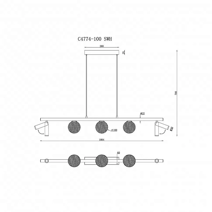 Подвесная светодиодная люстра iLedex Telescope C4774-100 SWH