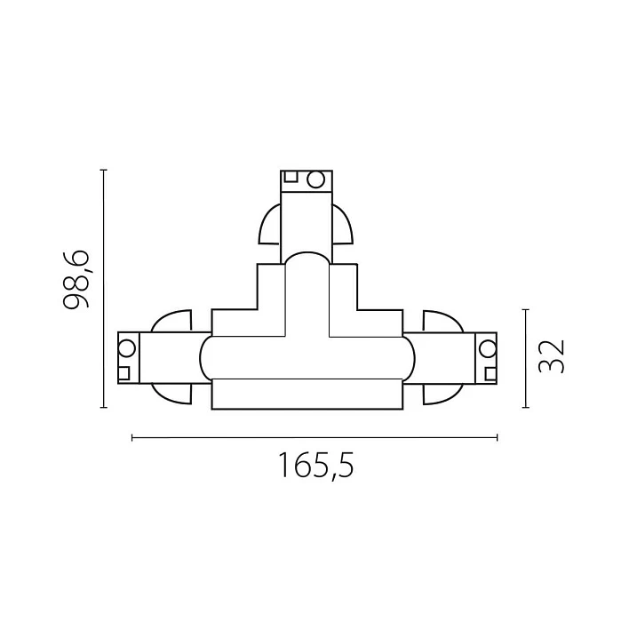 Соединение левое тройное перекидное с подводом питания к треку 5040xx-(F)/(R) Quattro Lightstar 504136-FRPSL