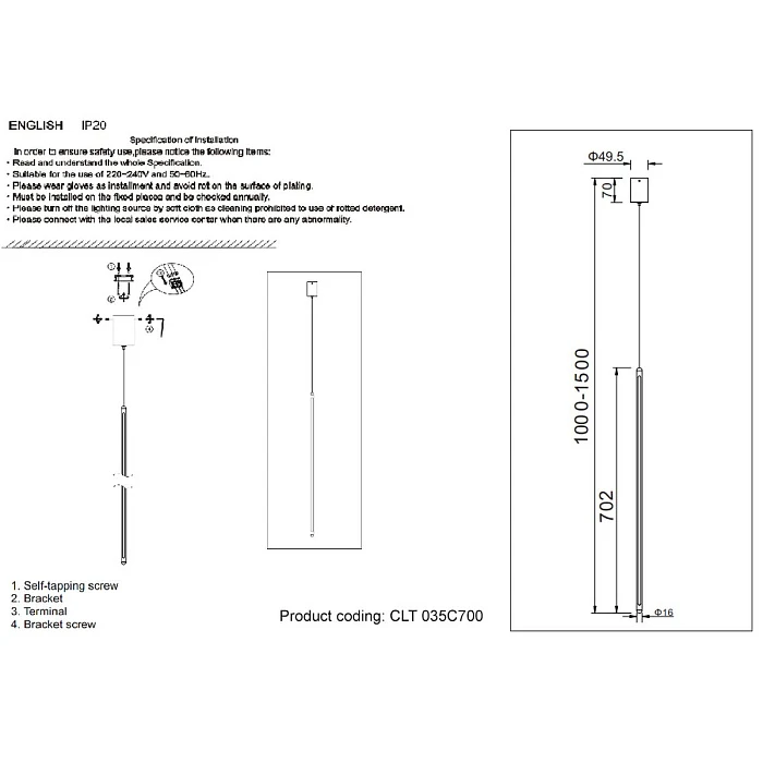 Подвесной светодиодный светильник Crystal LuxCLT 035C700 BL