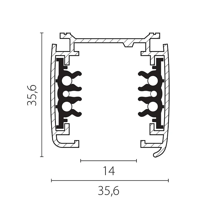 Трек шестиконтактный 3-фазный со стыковочными пазами, 2м Quattro/DALI/ Lightstar 504025-DALI