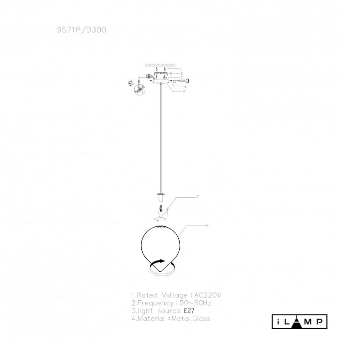 Подвесной светильник iLamp Cento 9571P/1-D300 BR-WH