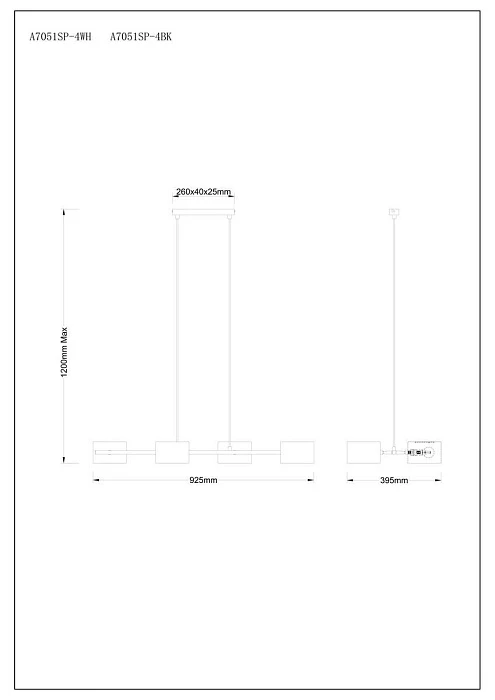 Подвесная люстра Arte Lamp Sebastian A7051SP-4WH
