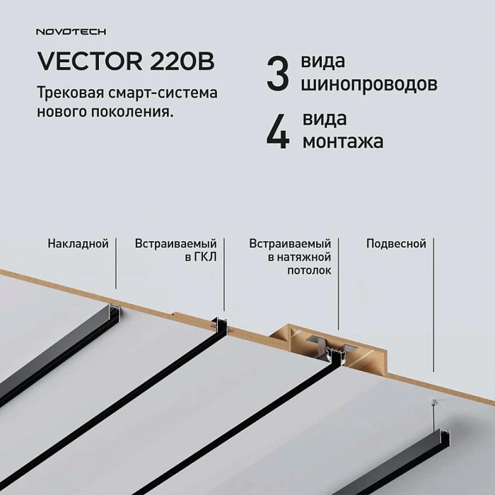 Шинопровод накладной/подвесной Novotech VECTOR 135300