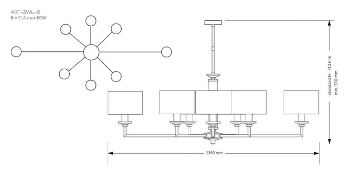Подвесная люстра KUTEK MOOD Artu ART-ZWL-8(Z)