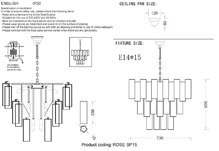 Каскадная люстра Crystal Lux Rose SP15 BRASS