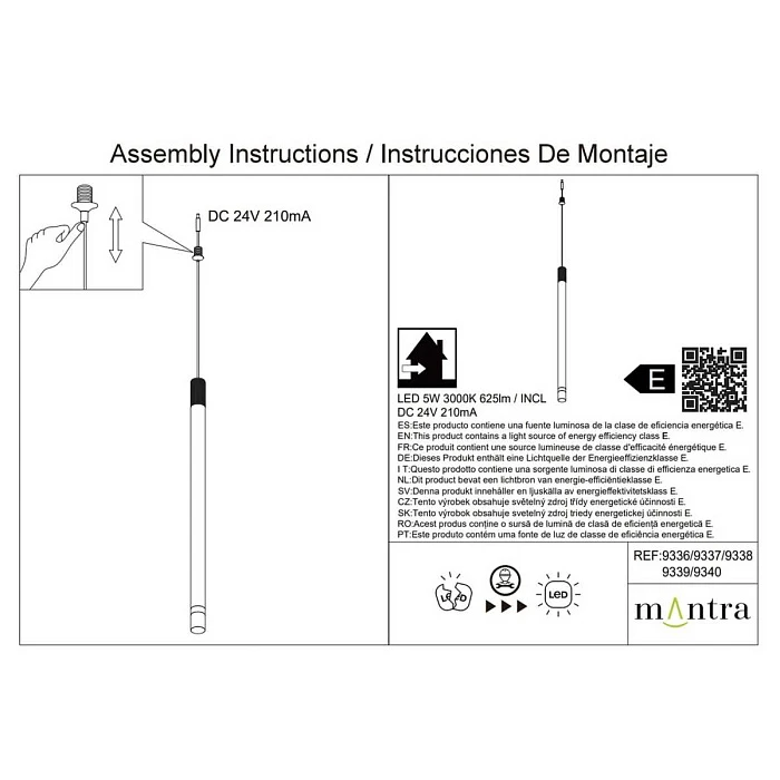 Подвесной модульный светильник без основания Mantra Moana 9340
