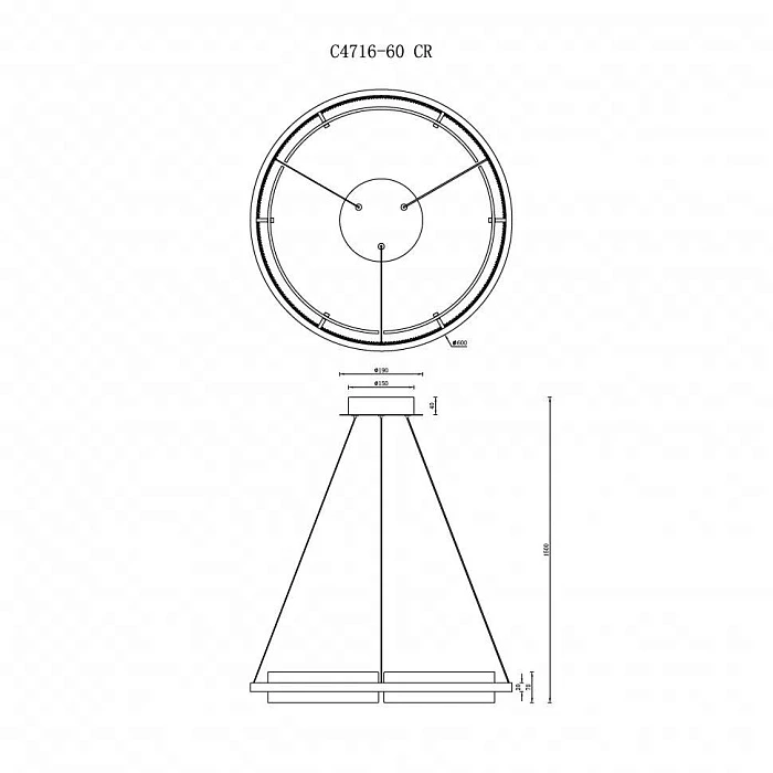 Подвесной светодиодный светильник iLedex Meridian C4716-60 CR