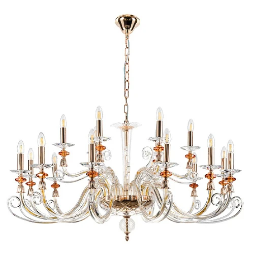 Подвесная люстра Crystal Lux Catarina SP12+6 V2 Gold/Transparent-Cognac