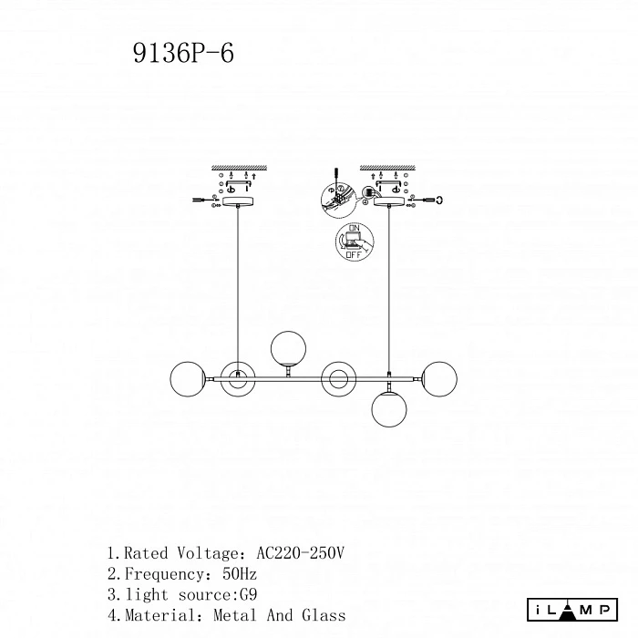 Подвесная люстра iLamp Golden 9136P/6 GL-WH