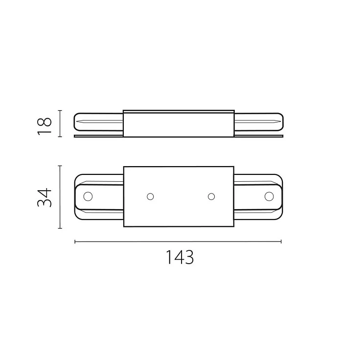 Питание центральное короткое (143mm) для трека 50202X(-T), 50203X(-T) Lightstar Barra 502186-1