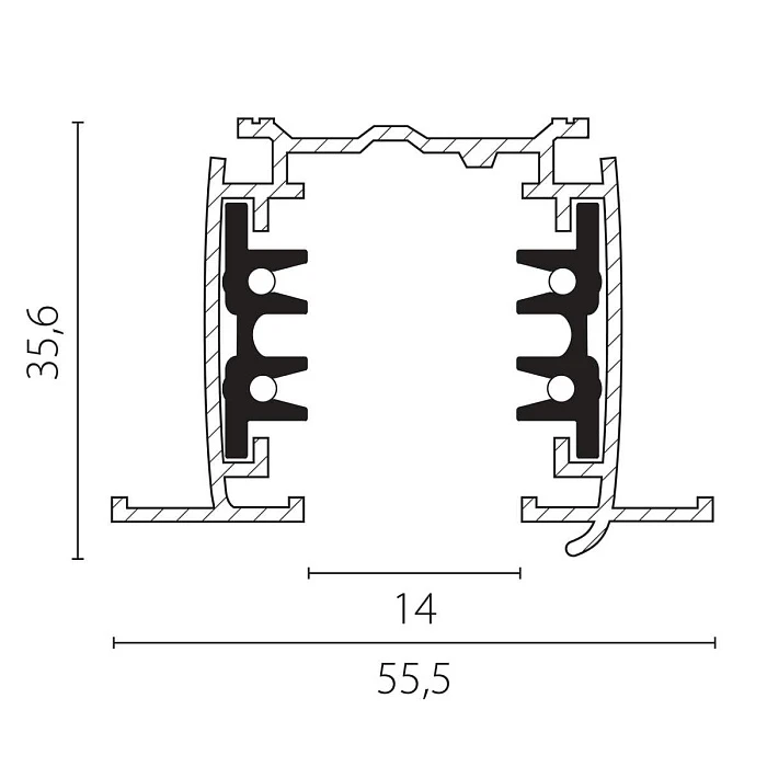 Трек четырехконтактный 3-фазный встраиваемый со стыковочными пазами (круглые медные жилы) 3м Quattro Lightstar 503035-R
